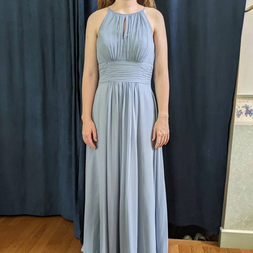 Azazie Bonnie (Dusty Blue) + Travel Garment Bag - Picture 2 of 5